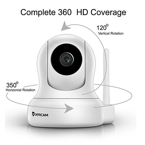 1080P Home Wireless Security Camera, Pan/Tilt Control, 4x Digital Zoom, Night Vision and Two-Way Talk, Baby Pet Front Porch Monitor, 2018 updated Alternative Antenna version by Dericam, White - Thumbnail 2