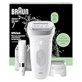 Braun Epilateur Electrique Femme Silk·épil 7, Argent, Etanche, Tête Large Pour Epilation Facile, Embout Rouleau De Massage, Coffret Comprend Une Mini Tondeuse Pour Le Corps, 7 441