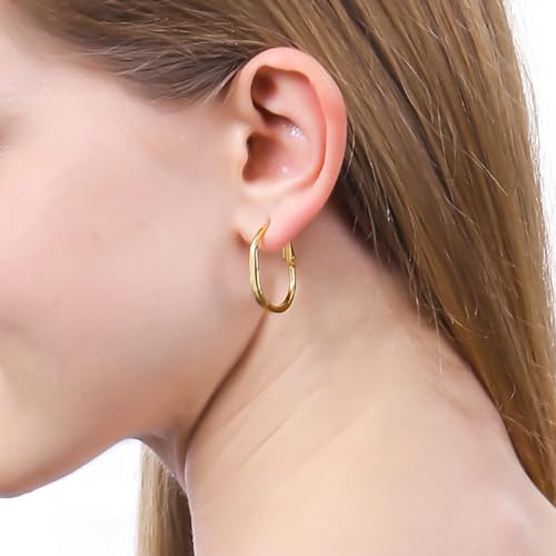 ToHeart 14k Gold Hoop Earrings for Womens Rectangle Hoop Earrings Gold Plated Small Hoops2