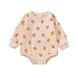 FYBITBO Halloween Baby Outfit Girl Boy Sweatshirt Romper Pumpkin Onesie Long Sleeve Bodysuit Top Fall Winter Clothes (Cute Pumpkin Onesie,0-3 Months)