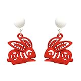 Yowablo Rote Kaninchen-Ohrringe weiblich Alles passende Persönlichkeit Freude Ohrringe Bunte Perlen Ohrringe