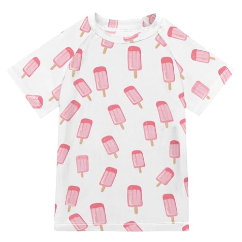 ALAZA Kids Rash Guard Boys Toddler Swim Shirts Short Sleeve Ice Pop Ice Lolly UPF 50+ 3T