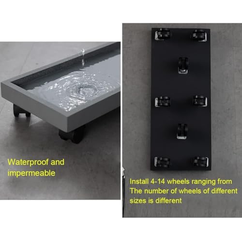 Support pour pot de fleurs à roulettes rectangulaire gris plastique 32 cm - 4