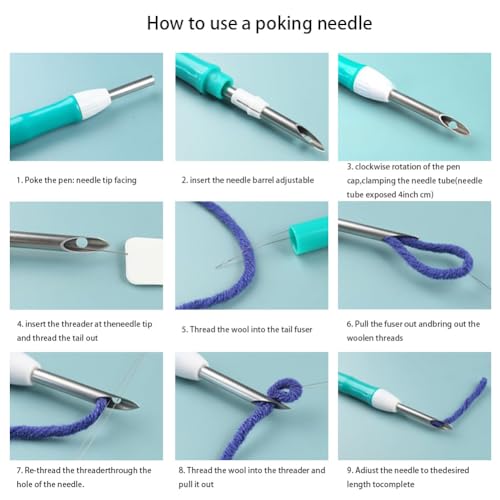 Image of Embroidery Punch Needle Kit Frame, Punch Needle Kits Adults Beginner, Embroidery Starter Kit, Needle Punch Tool with 9.8x9.8in Punch Needles Fabric with Pattern, Threader, Yarns, Pinch Needle (Orange)