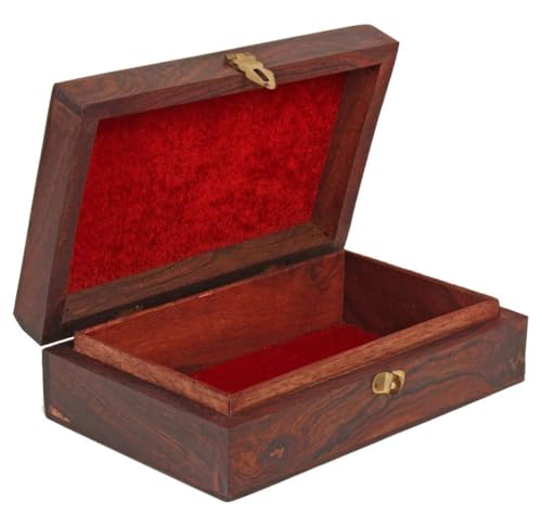 Image of HusNain Handmade Wooden Jewellery Box for Women - Jewel Organizer Hand Carved with Intricate Carvings Gift Items Vanity box Organiser For Women, Storage, Gold, Cash, Money (MEDIUM (7 x 5 inches))