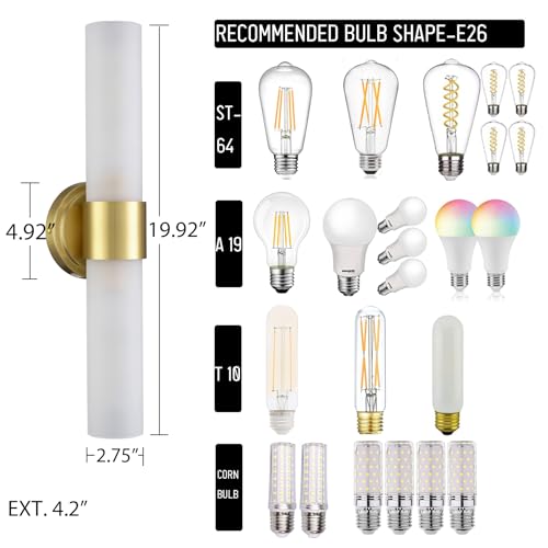 Image of DAYCENT Modern Gold Wall Sconce Bathroom Light Fixtures 2-Light