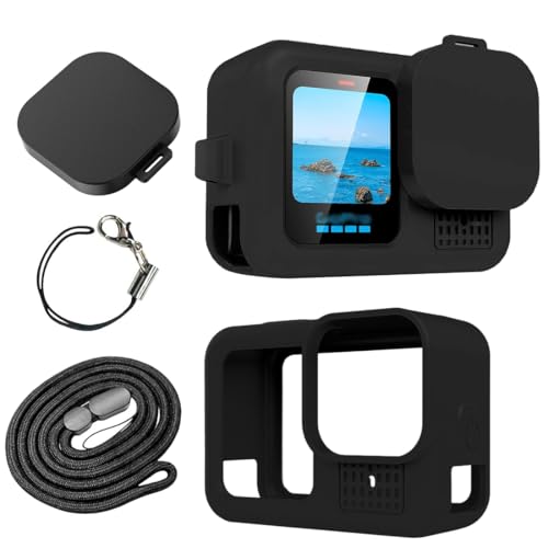 NHQZ G0Pro Custodia Protettiva in Silicone,Antipolvere,Antigoccia,Adatto per Accessori G0Pro G0Pro HERO Serie,13/12/11/10/9,Perfettamente Compatibile con L'originale -(Nero)