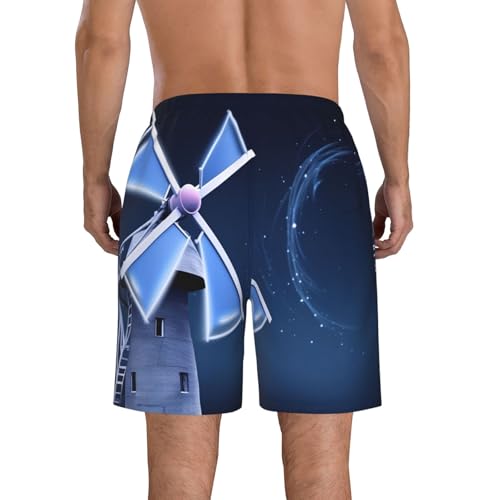 Men's Swim Trunks Quick Dry Bathing Suits Windmill Blue Beach Board Shorts Swimwear with Pockets3