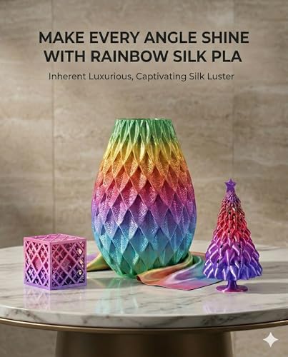 Image of 250g Rainbow Silk PLA Filament 1.75mm, SUNLU 3D Printer Silk PLA Filament Bundle,Shiny Silk Multicolor Filament Bundle, Fast Color Change Multicolor PLA, 4 Rolls, Rainbow02+03+04+06