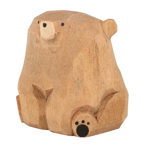 VALICLUD Soprammobile Orsetto in Legno Intagliato a Mano, Decorazione Rustica Leggera e Portatile, come Regalo per Arredare Scale Stile Naturale