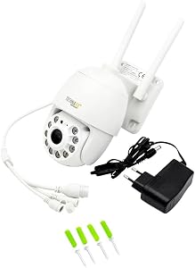 Technaxx FullHD Aussen Überwachungskamera IP66 mit Bewegungsmelder bis zu 15 m, FullHD-Videoauflösung, Nachtsicht IR, Rotationswinkel 355° & 90° – 3MP WiFi PT Dome Kamera TX-192