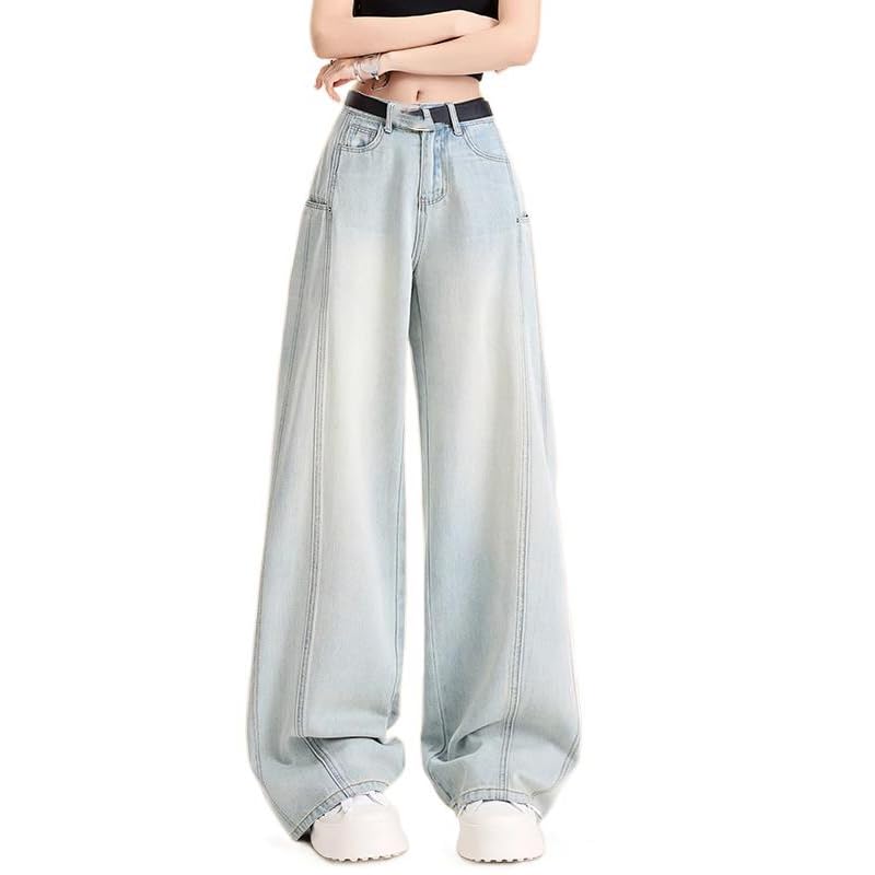 Women's Casual Wide-Leg Jeans High-Waisted Stretch Denim for Street Style Pants