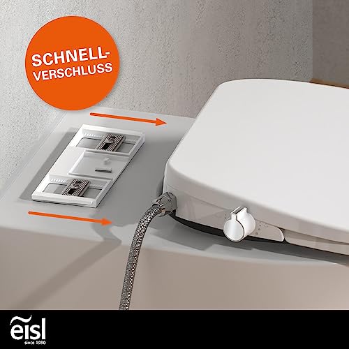 EISL Dusch WC-Sitz Aufsatz (kein Stromanschluss für die Dusch Funktion benötigt), Toilettensitz mit Bidet Einsatz, Po Dusche & Absenkautomatik (inkl. Anschlussset), Weiß