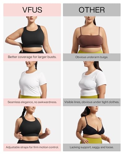 Image of Plus Size Sports Bras Medium-High Support Adjustable Racerback High Neck Wireless Everyday Workout Running Bra for Women