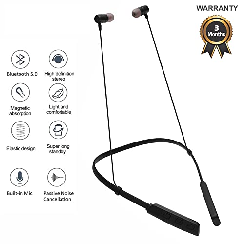 Image of Hitage NBT-14 Musk Series Super Bass BT Version 5.1 HD Voice Imported Chip Neckband Bluetooth Headset (Black, in The Ear)