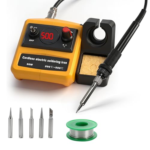 Estación de soldador inalámbrica compatible con baterías DEWALT de 18 V/20 V, pantalla digital LCD de 90 W, estación de soldadura eléctrica con ajuste continuo de 200 500 ℃ (solo herramienta)
