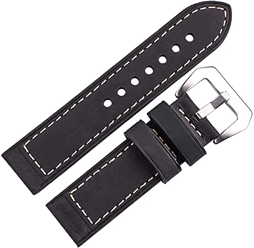 Sangle en cuir marron 24 mm montre homme femme acier inoxydable décontracté