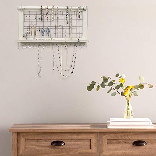 image for Besti Wooden Wall Mount Organizer for Jewelry - Organizing Accessories