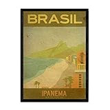 Fabriqué en Espagne Poster vintage Ipanema de Nacnic. Feuilles pour décoration intérieure avec images vintage et de publicité ancienne. Tableaux décoratifs rétro. Format A3 avec cadre.