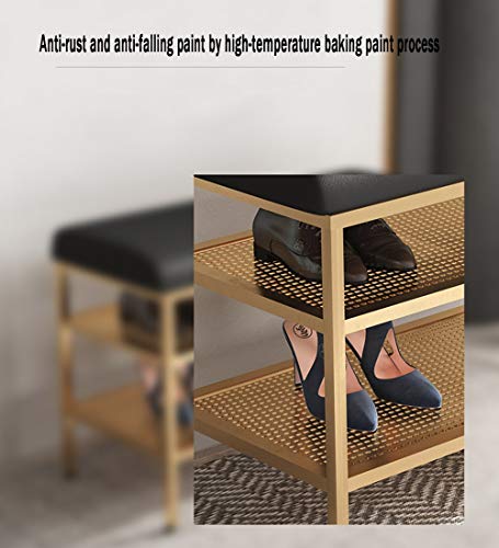 Étagère à Chaussures avec Coussin Banc Métal Noir 100cm - 6