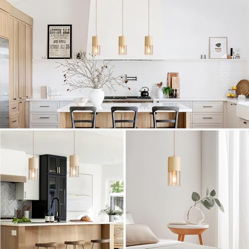 Image of 3-Pack Gold Pendant Light Fixtures, Adjustable Modern Pendant Lights for Kitchen Island, Industrial Amber Glass Pendant Lights for Dining Table Hallway Bedroom Living Room