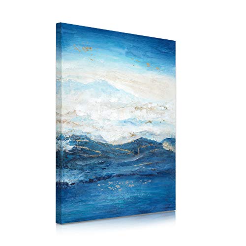 B BLINGBLING 24"x32" Abstract Landscape Mountains Poster Blue White Wave Mountains Wall Art Modern Nordic Mountain Print Living Room Bedroom Wall Decor - Image 2
