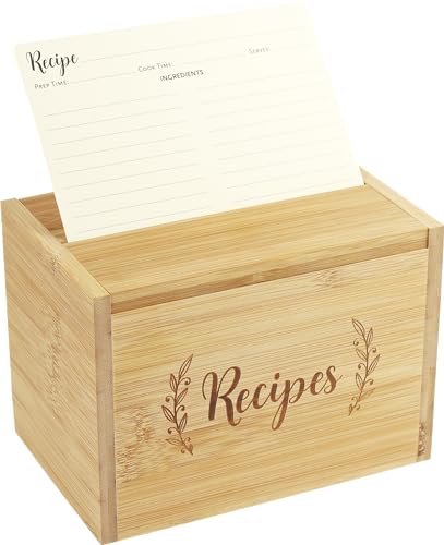 Image of Bamboo Recipe Box Set (includes 50 recipe cards and 24 dividers)