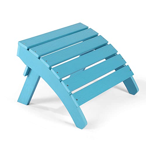 Homeqomi Adirondack Ottoman, Plastic Folding Adirondack Footstool, All Weather Ottoman For Adirondack Chairs, Widely Used For Outdoor, Porch, Patio, Garden, Poolside, Fire Pits - Lake Blue #TOP25