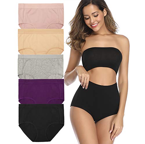 Image of Women's High Waist Cotton Underwear Soft Brief Panties Decorated with Lace Regular and Plus Size