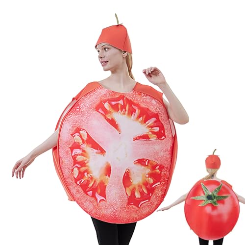 Disfraz De Tomate Adultos - Disfraz De Frutas Divertidas Con Forma De Portaobjetos De Sombrero | Limpieza De Carnival, Halloween, Parejas | Disfrz De Vegetales Para Carnaval, Fiesta, Pascua, Decoraci