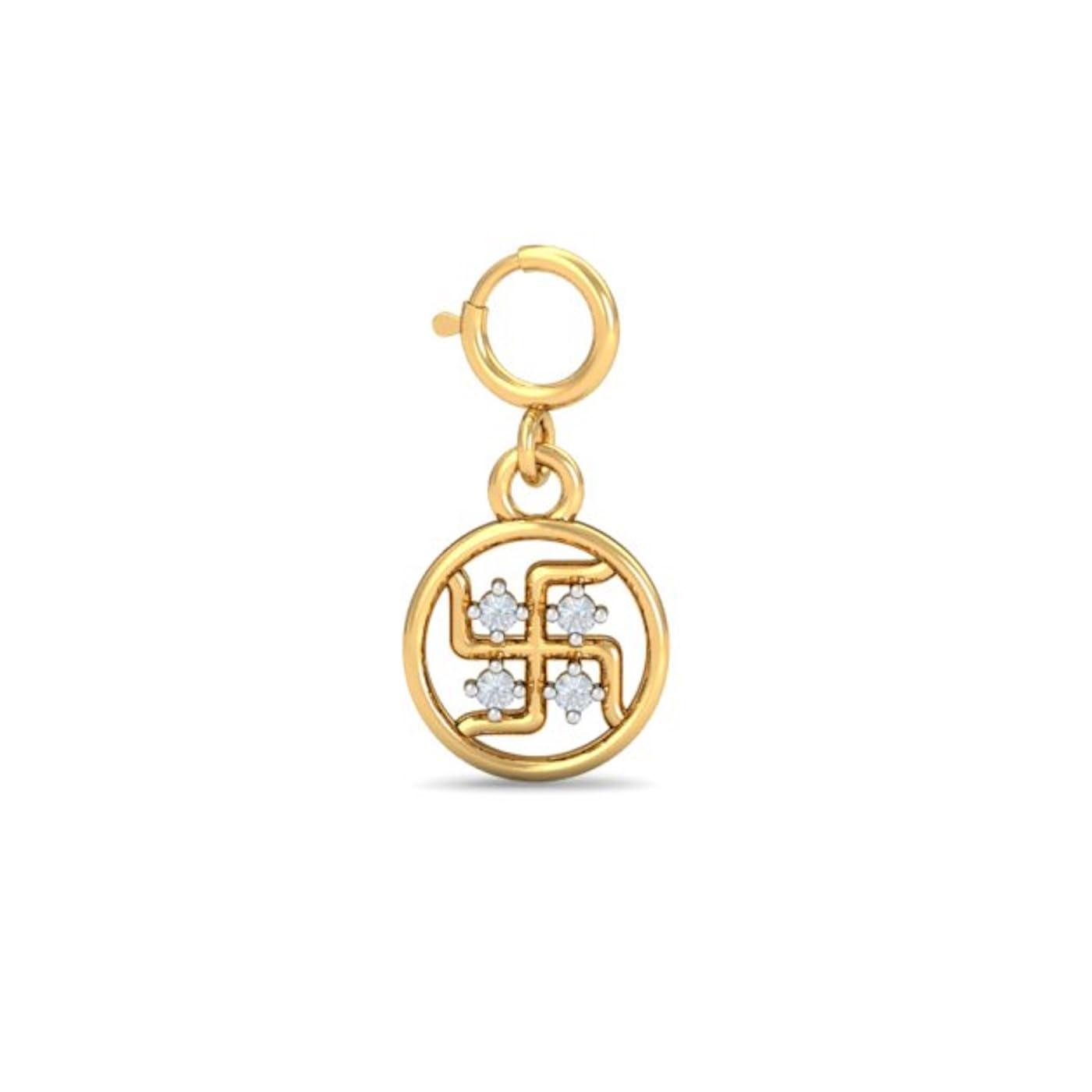 kuberbox 18K Yellow Gold Diamond Swastika Charm for Women-picture-29