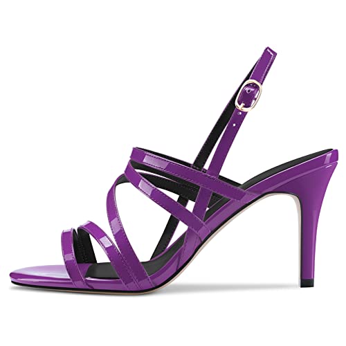 TNYNFBEB Women Mid Heel Peep Open Toe Sandals Ankle Strap Cross-Strap Buckle Prom Party Basic Classic 3.2 Inches Heels2