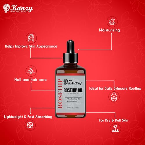 Kanzy Hagebuttenöl Kaltgepresst 100% Rein 50ml Rosehip Oil Wildrosenöl für Haut Haare Nägel Gesichtsöl Körperöl Vegan Hexanfreies… – Ansicht 6