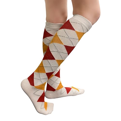 Image of Couver Women's Argyle Knee High Socks - Soft Acrylic Over the Calf Tube Style Socks for Casual Athletic - One Size