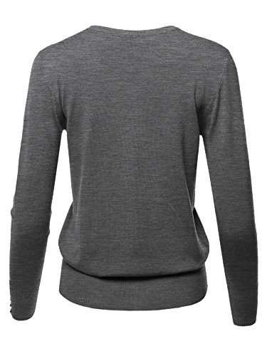 Women's Basic Solid V-Neck Button Closure Long Sleeves Sweater Cardigan2