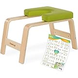 FeetUp® Taburete de yoga con soporte para cabeza, original de madera de haya con acolchado, color verde