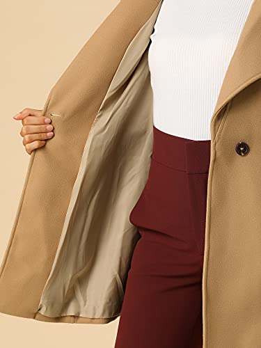 Image of Allegra K Women's Winter Elegant Stand Collar Overcoat Long Belted Pea Coat