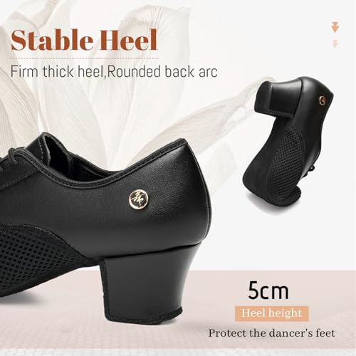 Women's Closed Toe Latin Dance Shoes Professional Salsa Modern Teaching Ballroom Practice Dance Shoes,Model RY-JTWX-Suede Sole-2" Heel4