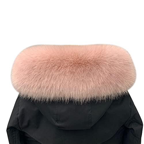 Winter Faux Fur Collar Scarf,75cm Faux Fur Fox Scarf Women's Shawls Hood Removable Elegant Faux Fur Hood for Winter Coat Jacket,Pink Red