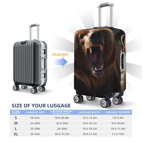 Travel Luggage Cover Roaring bear Suitcase Protector Elastic Washable Stretch Suitcase Protector Anti-Scratch Travel Suitcase Cover Fit 18-32 Inch Luggage2
