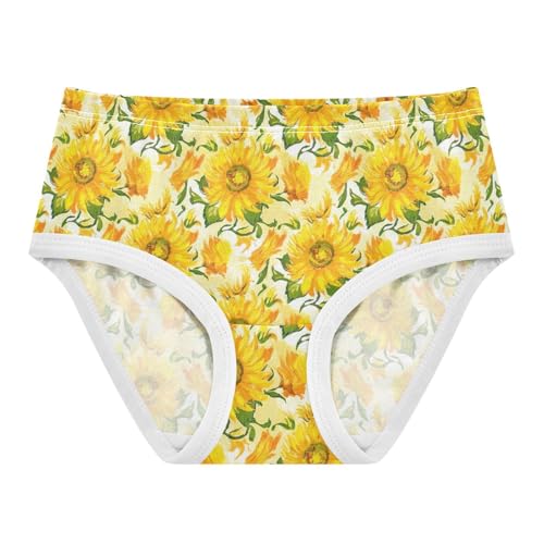 Joisal Toddler Girls Underwear 2t Cotton Cute Panties Girl Flower Briefs Kids Undies Floral Light Yellow Sunflowers