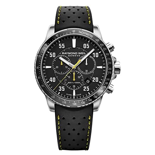 Raymond Weil Reloj Tango, 8570 -SR2-05207, Redondo, cronógrafo de Cuarzo para Hombre Negro Caja de 43 mm