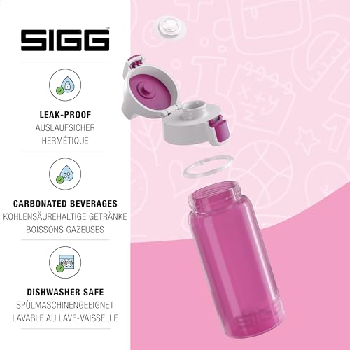 SIGG - Trinkflasche Kinder - Viva One Berry - Für Kohlensäurehaltige Getränke Geeignet - Auslaufsicher - Spülmaschinenfest - BPA-frei - Sport & Schule - Pink - 0,5L