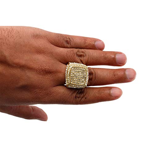 Charles Raymond Big Bling Bling Hip Hop Iced Out Luxury Oversize Men's Ring - 444 (Gold, 10) #TOP4