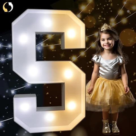 Pooqla 3FT Marquee Light Up Letters, Cool White and Warm White LED Letters Big Mosaic Marquee Letters 3 Feet, Giant Letter Sign for Balloons Birthday Anniversary Wedding Party Decoration, Letter S Cover