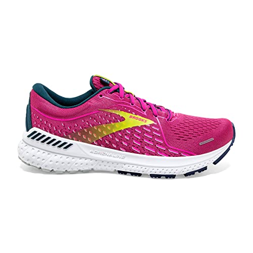 Brooks Women's Adrenaline GTS 21 Supportive Running Shoe - Raspberry/Pink/Sulphur - 8 Medium