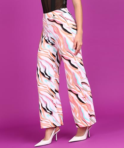 Image of POPWINGS Casual High-Waist Flared Trouser for Women | High-Rise Trouser Pant for Women | Flared Trousers for Women Formal Office Wear