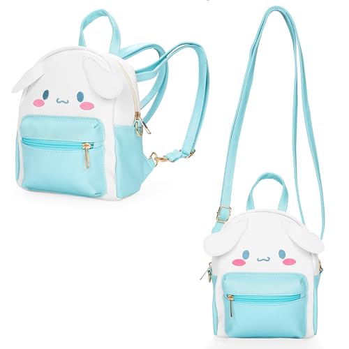 LA TROUVAILLE Cute Cartoon Shoulder Backpack Bag- Small PU School Backpack - Kawaii Cartoon Backpack with Adjustable Straps Birthday Gift School Supplies for Girls