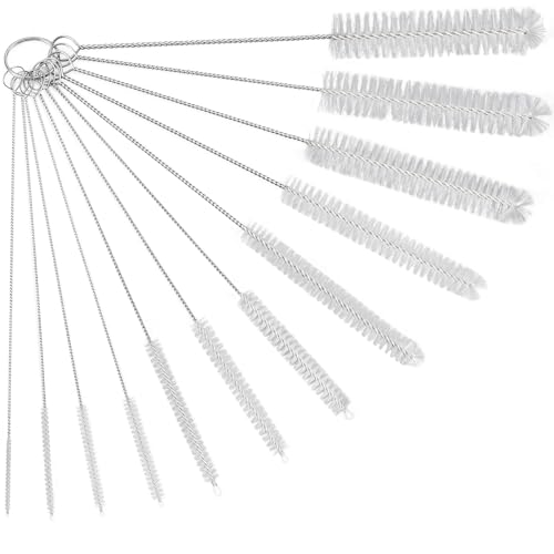 Image of Ixiaoyoo 12 Pcs Bottle Cleaner Brushes Set, 11.8 Inch Nylon Cleaning Brush | White Straw Cleaner Brushes for Tumbler, Sippy Cup, Water Bottles, Hummingbird Feeders, Pipes, Sink Drain & Pet Waterers