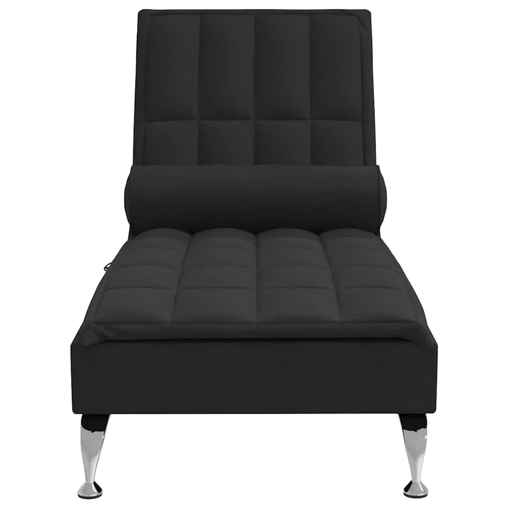 Masażer z rolką pod kark, czarny materiał i wyściółka, 138 x 56 x 75 cm, w zestawie kabel USB 160 cm, do salonu i kącika do czytania, z wibracjami